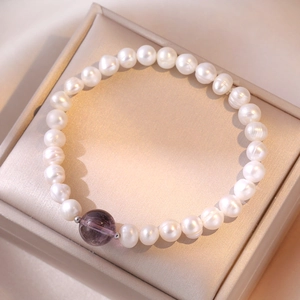 S925 Sterling Silber Süßwasserperlen Amethyst Armband Koreanischer Barock Stil Perlen Schmuck Für Damen