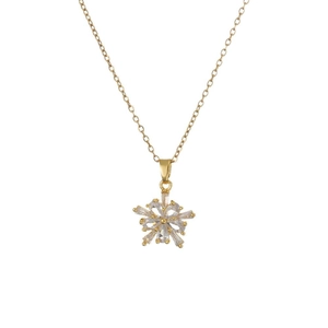 Collana con ciondolo a fiocco di neve dorato con pietre in zirconia su catena lucida