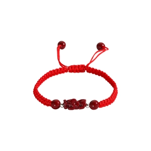 Handmade Red Cord Bracelet With Silver Plated Spacers And Cinnabar Style Pi Xiu Adjustable Lucky String For Women Men