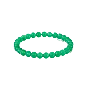 Elegant natural green agate beaded bracelet with vintage emerald style on white background