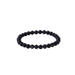 Blue Goldstone Beaded Bracelet Shimmering Starry Sky Effect Elastic Round Gemstone Jewelry Retro Elegant For Women