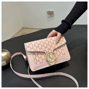 Borsa a Tracolla da Donna Retro M Monogramma in Pelle PU Piccola Borsa Quadrata Con Fibbia in Metallo Dorato Moda Quotidiana