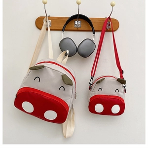 Kids Cartoon Hippo Backpack And Crossbody Bag Cute Animal Pattern Nylon Contrast Color Preschool Schoolbag For Toddler Boys Girls Daily Travel