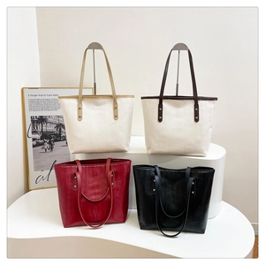 Borsa tote minimalista in ecopelle per donna in quattro colori con grande capienza