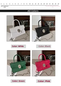 Four colors of crocodile pattern crossbody bags with a size reference ruler
