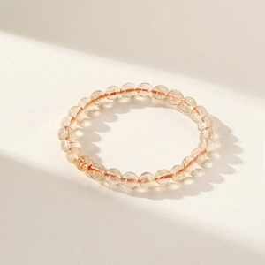 Bracciale di quarzo rutilato dorato naturale con perle lucide e aghi d'oro interni