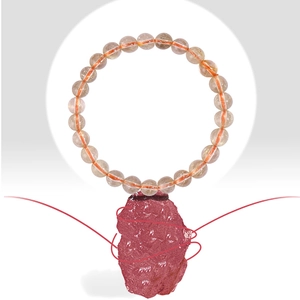 Bracciale in quarzo rutilato oro naturale con inclusioni di aghi dorati brillanti