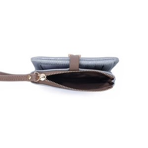 Floral short bifold wallet for women with zipper pocket and wristlet strap