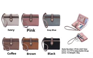 Internal layout of matte PU leather wallet showing card slots and color options