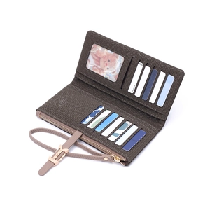 Leaf short wallet for women with woven texture multiple card slots and wrist strap