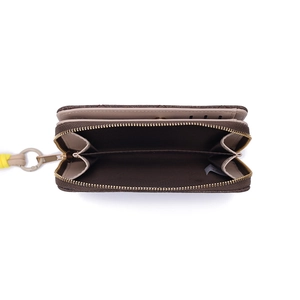 Women's plaid PU leather wallet with color-block interior and yellow lanyard wristlet
