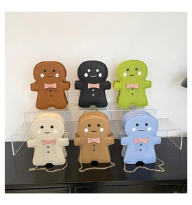 Détails de sacs bandoulière bonhomme de pain d'épices en six couleurs avec bandoulière chaîne