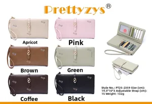 Detail view of large capacity long women's wallets with card slots and internal layout