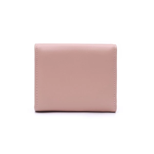 Portafoglio corto da donna rosa in pelle PU con cuciture di precisione ed elegante