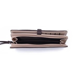 Internal view of long patchwork wallet with card slots and zipper compartment