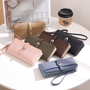 Chic multi-color striped long wallets for women with elegant metal buckle and wrist strap