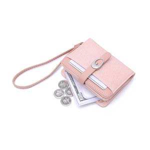 Portafoglio multifunzione rosa da donna con cerniera lampo e cinturino da polso