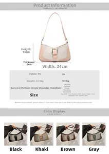 Tableau des tailles détaillé pour sac croissant avec texture cuir PU et canevas