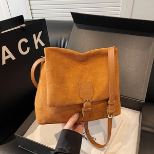 Borsa Tote in Pelle PU Smerigliata Retrò per Donna Vintage Texture Scamosciata Borsa a Tracolla Messaggero Pendolare Scuola Inverno 2024