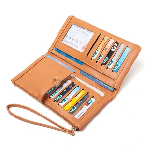 Vue intérieure du portefeuille long pour femme en cuir PU avec fentes pour cartes