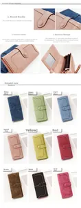 Detailed view of the long wallet featuring 17 card slots and a buckle closure
