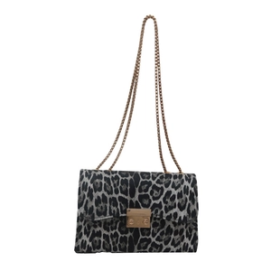 Retro Umhängetasche mit Leopardenmuster, Goldkette und quadratischer Schnalle