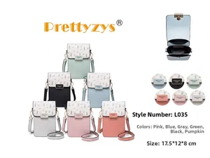Detail showing the six color options and inner storage structure of the floral phone bag