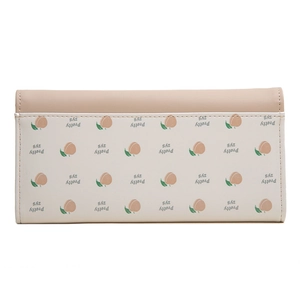 Détails de couture et motifs de pêche sur le long portefeuille pour femme en cuir PU