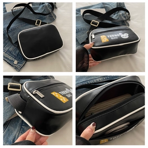 Detailansicht der Treno Tasche mit Kaninchenmotiv, Gurt und weißen Besatzdetails