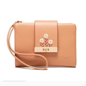Women Short Wallet PU Leather Daisy Floral Print Metal Buckle Zip Coin Purse Multi Card Slots Casual Student Wristlet