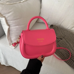 Women Fashion PU Leather Saddle Crossbody Bag Gold Letter Print Small Handbag Top Handle Adjustable Strap Daily Purse