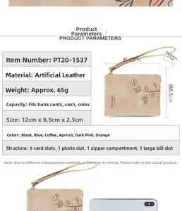 Detailed internal layout of the vintage floral PU leather short wallet showing card slots