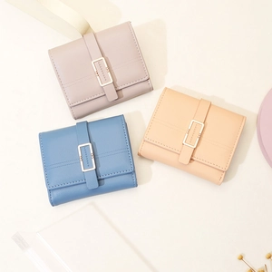 Damen-Geldbörsen mit Metallschnalle in Pastellrosa, Blau und Beige aus Kunstleder