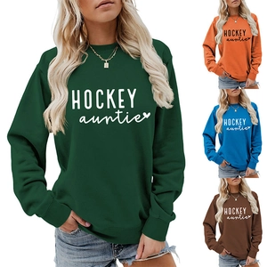 Détails des sweatshirts Hockey Auntie en vert foncé orange bleu et marron pur