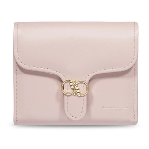 Women Short Wallet PU Leather Folding Solid Color Metal Leaf Buckle Multi Card Slots Small Money Purse Japanese Style