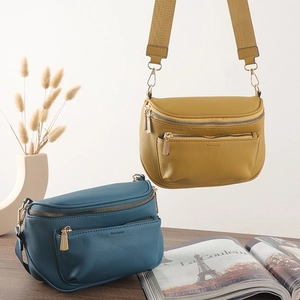 Sac Bandoulière Urbain Minimaliste en Cuir PU pour Femme Sac à Épaule Multifonctionnel avec Fermeture Éclair Sac Banane Texture Litchi