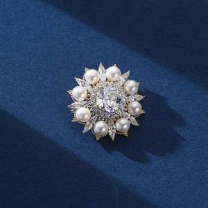 Broche Tournesol Avec Künstliche Perles D'imitation Et Zircon Or Cuivre Épingle À Fleur Brillante Pour Femme Accessoire Élégant