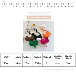 Détails de sacs sous les bras en cuir PU coloré avec gaufrage en V et chaînes dorées