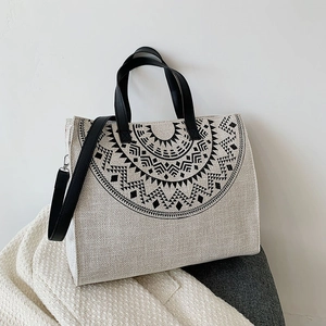 Japanische Canvas-Tasche mit Boho-Muster und abnehmbarem Schultergurt für Damen