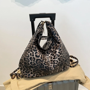 Leopard Print Large Capacity Tote Bag For Women Fashion PU Leather Hobo Shoulder Bag With Adjustable Strap Casual Travel Handbag
