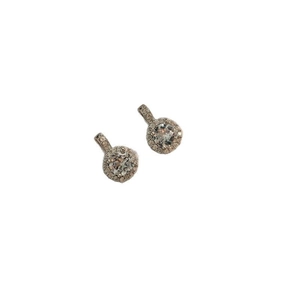 Elegant white geometric halo stud earrings with S925 silver needles and round crystals