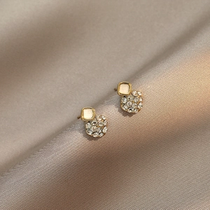 Square Stud Earrings With 925 Sterling Silver Earring Post Copper Zircon Inlay Geometric Korean Fashion Women Jewelry