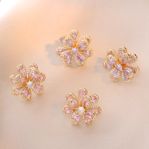 Élégantes Boucles D'Oreilles Camélia En Cuivre Avec Zircon Rose Scintillant Bijoux Floraux De Mode Cadeau Pour Femmes