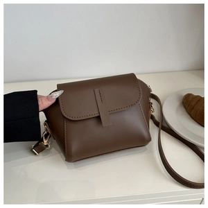 Women PU Leather Crossbody Bag Retro Minimalist Flap Small Shoulder Bag With Adjustable Strap Golden Hardware