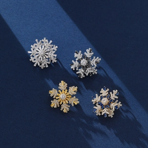 Spilla A Fiocco Di Neve Rotante Rame Strass Cristallo Moda Inverno Festa Pin Per Donne