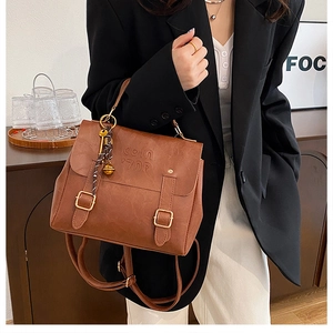 Vintage brown leather backpack tote for women, versatile shoulder bag for daily commute