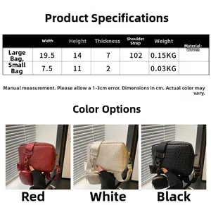 Guida alle taglie per borsa a tracolla intrecciata con dimensioni e cinturino