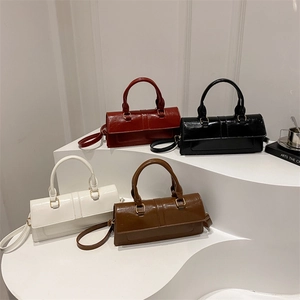 Chic cracked oil leather handbags in four colors with gold hardware and top handles