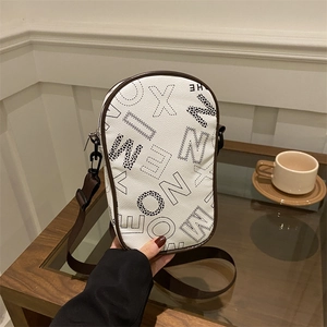 Women's Mini Crossbody Bag PU Leather Letter Print Contrast Color Adjustable Strap Urban Minimalist Small Shoulder Bag Handbag Cell Phone Bag