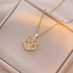Collier Pendentif Tigre En Acier Titane Plaqué Or Multicouche Avec Strass Zircon Style Coréen Bijoux Zodiacaux À La Mode
